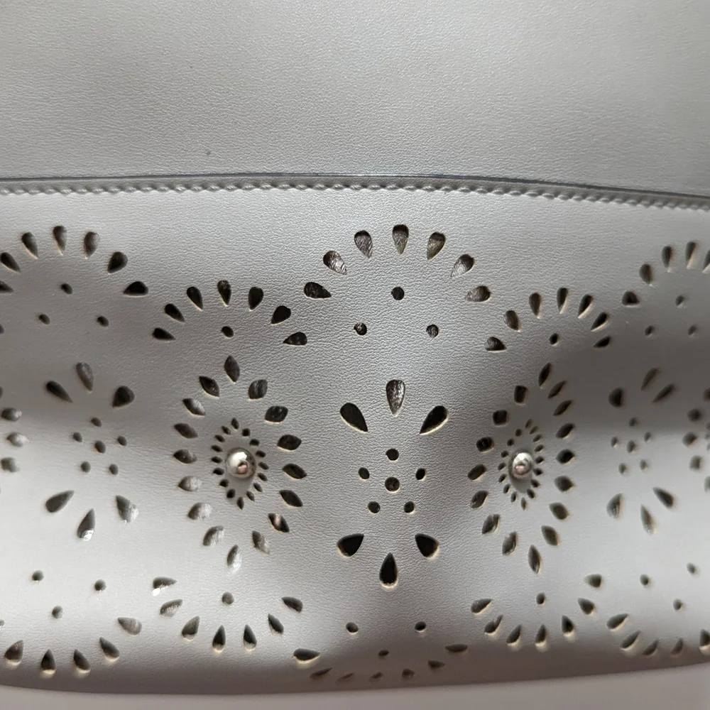 Franco Sarto Gray Handbag Purse cutout Eyelet Light - Picture 2 of 7